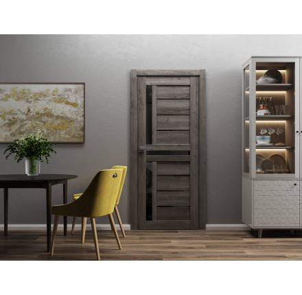 Двері ГРАНД LUX 8 Небраска + чорне скло