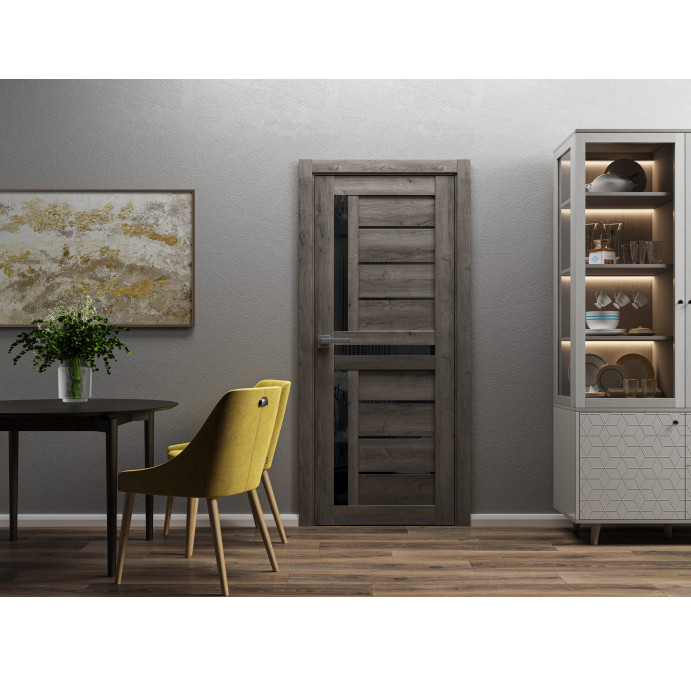 Двері ГРАНД LUX 8 Небраска + чорне скло Двері ГРАНД LUX 8 Небраска + чорне скло