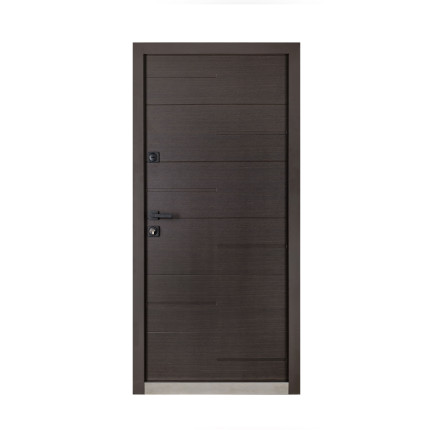 Двері вхідні в дім РУБІКОН RAL 8019 / ПВХ 46 Б-330 Оф.д.18 + терморозрив