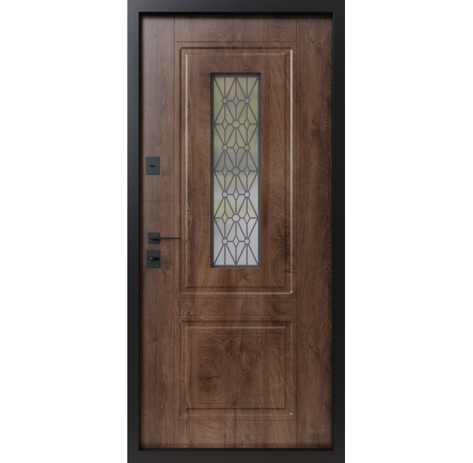 Двері вхідні в дім Люкс термо Геліос дерев'яна панель ArWood горіх світлий