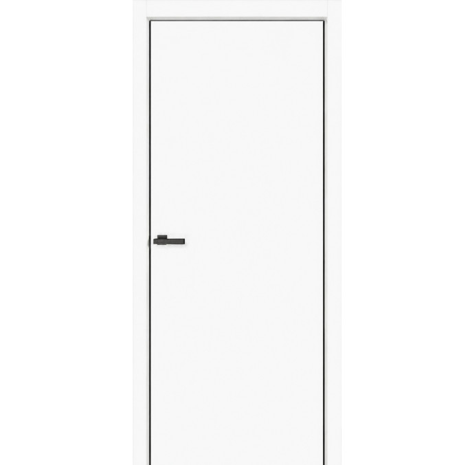 Міжкімнатні двері Оміс Flat 01B білий емалекс + чорна кромка